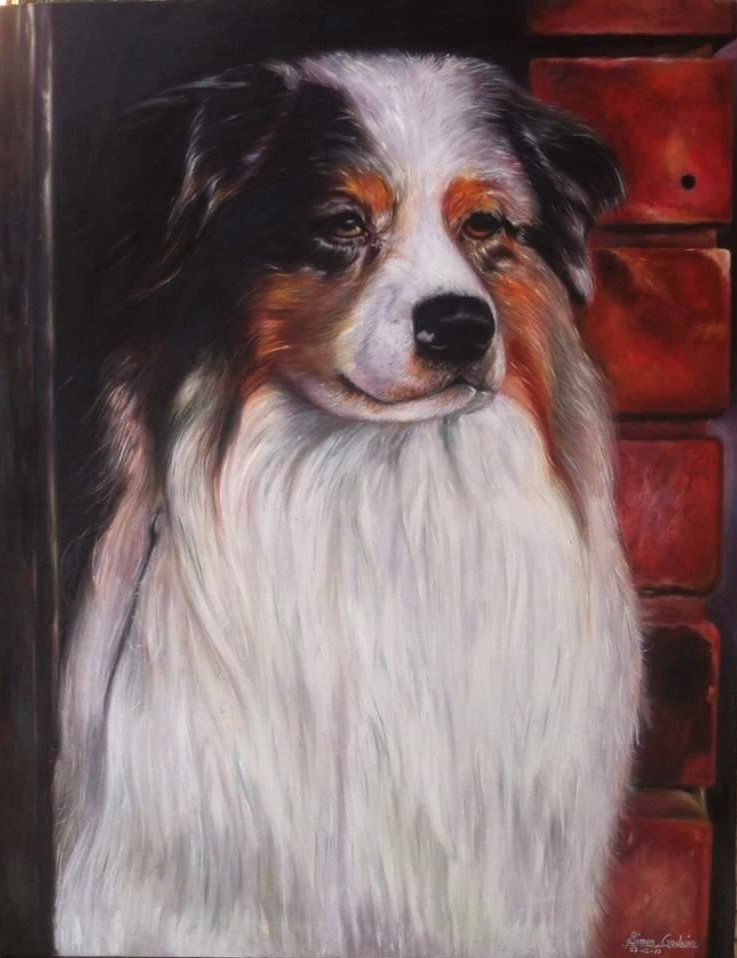Realistic dog painting by Simon Erhimu