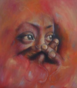 Hyperrealistic oil portrait of A Grip of The Future by Simon Erhimu