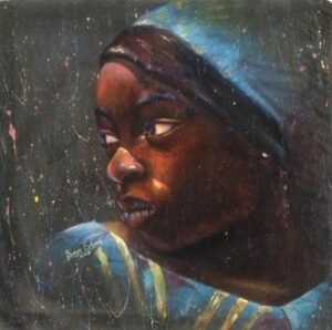 Brave heart, oil portrait by Simon Erhimu