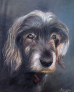 Dog oil portrait by Simon Erhimu