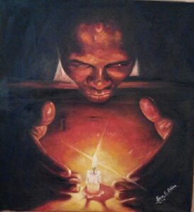 Revelation, realistic painting by Simon Erhimu